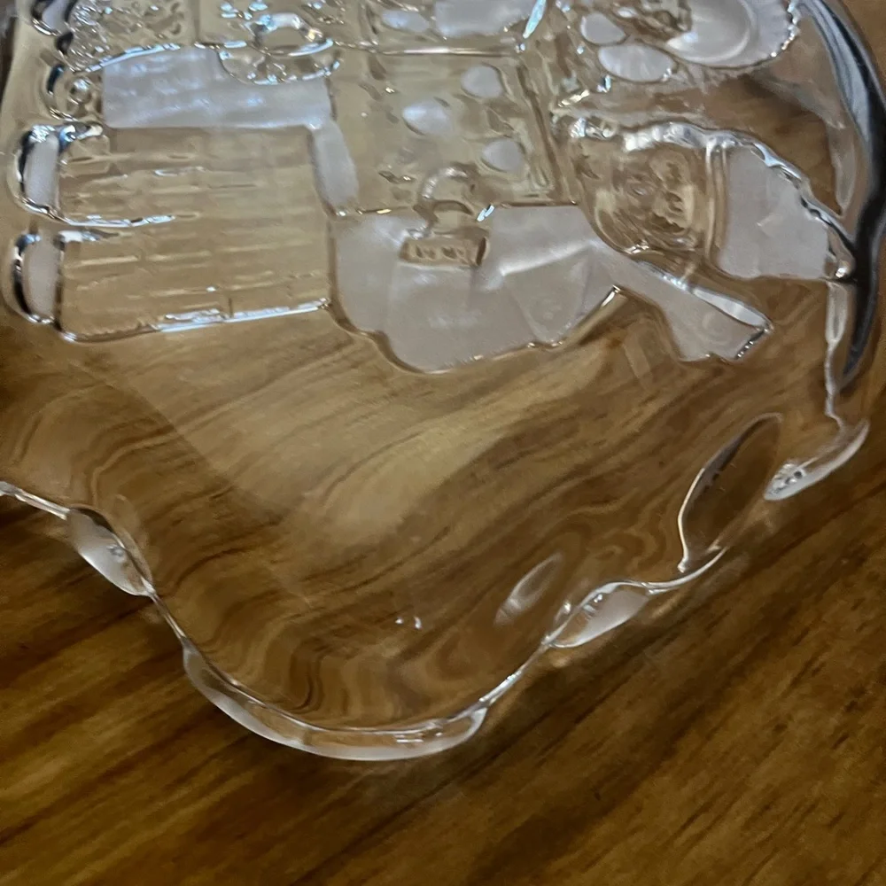 Vintage Mikasa Carolers Candy‎ Dish/ Nuts Frosted Glass (8in by 6in)